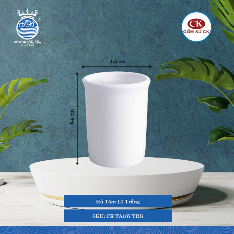Hủ Tăm Trắng TRG Ø: 4.2cm Cao: 5.4cm CK Sứ CK TA167 TRG