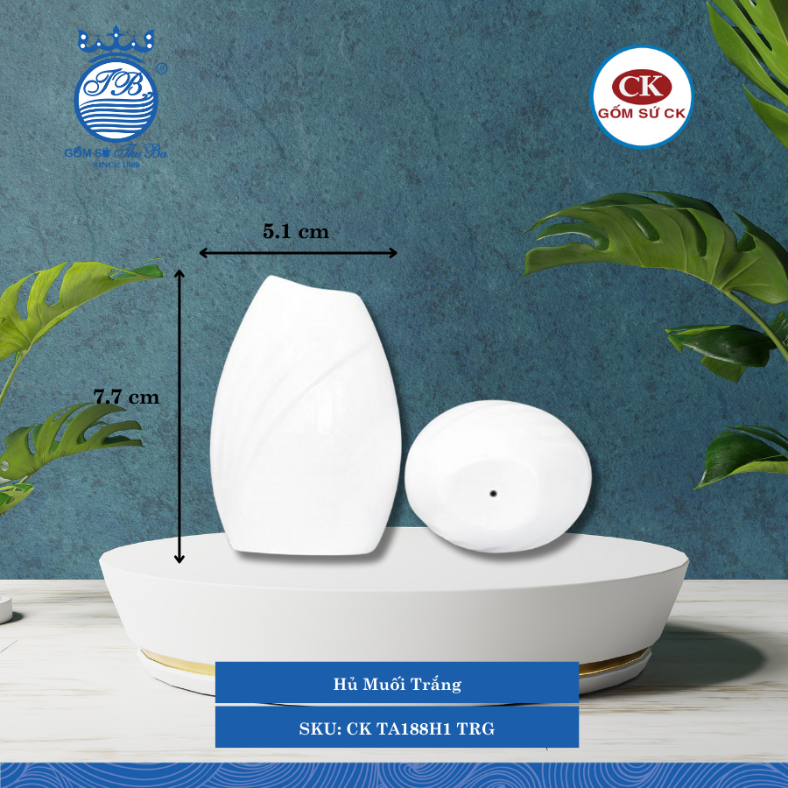 Hủ Muối Trắng 000F Ø: 5.1cm Cao: 7.7cm CK Sứ CK TA188H1 TRG