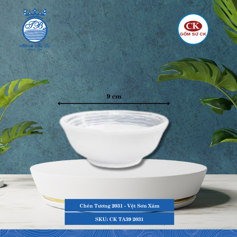 Chén Tương Hoa Văn 2031 - Vệt Sơn Xám Ø: 9cm CK Sứ CK TA39 2031