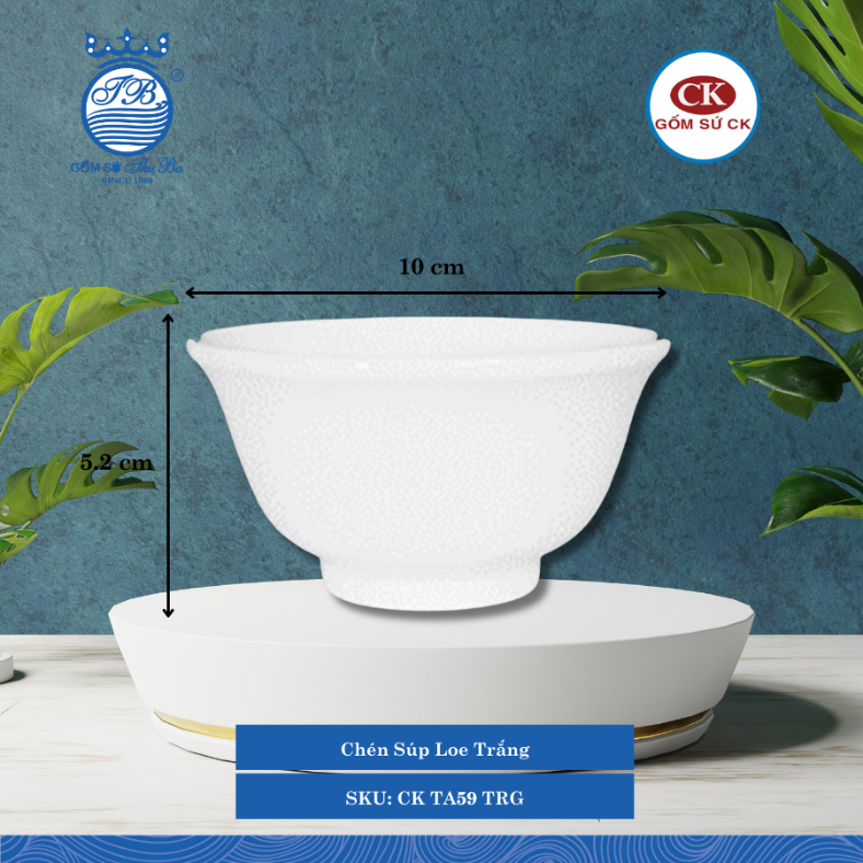 Chén Súp Loe Trắng TRG Ø: 10cm 165ml Cao: 5.2cm CK Sứ CK TA59 TRG