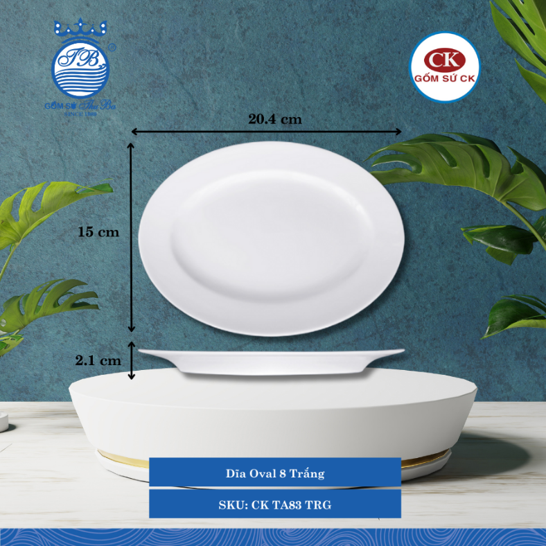 Dĩa Oval Trắng (Nhiều Size) CK Sứ
