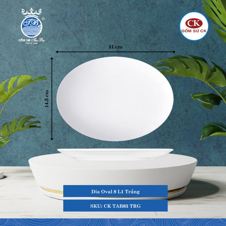 Dĩa Oval Ảo Trắng (Nhiều Size) CK Sứ