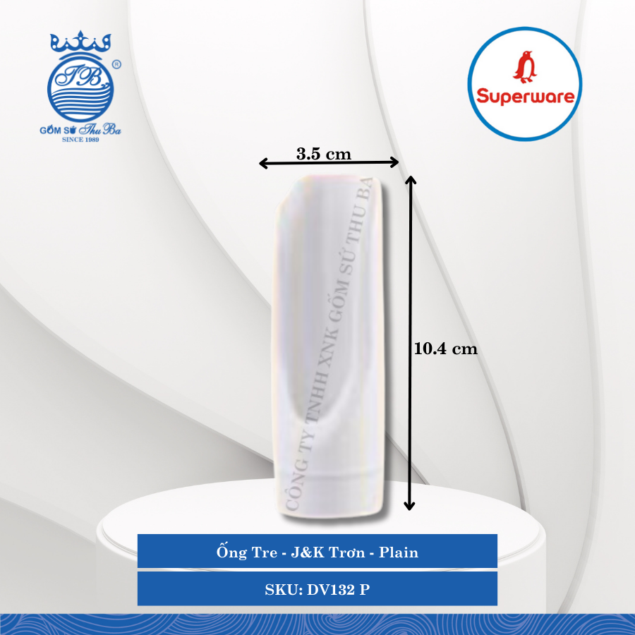 Ống Tre J&K Trơn Plain (Trắng Trơn) Ø: 3.5cm Cao: 10.4cm Superware Nhựa DV132 P