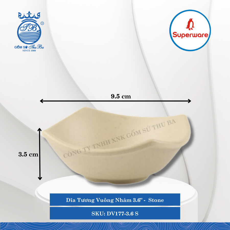 Dĩa Tương Vuông Nhám 3.6