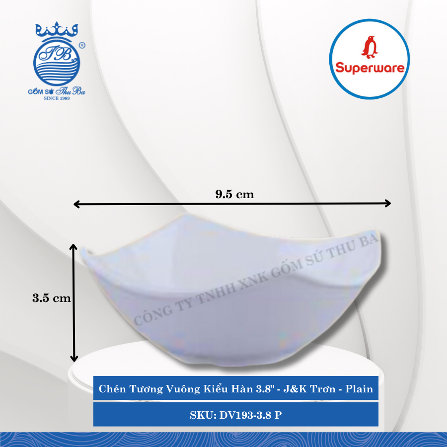Chén Tương Vuông Kiểu Hàn J&K Trơn Plain (Nhiều Size) Superware Nhựa