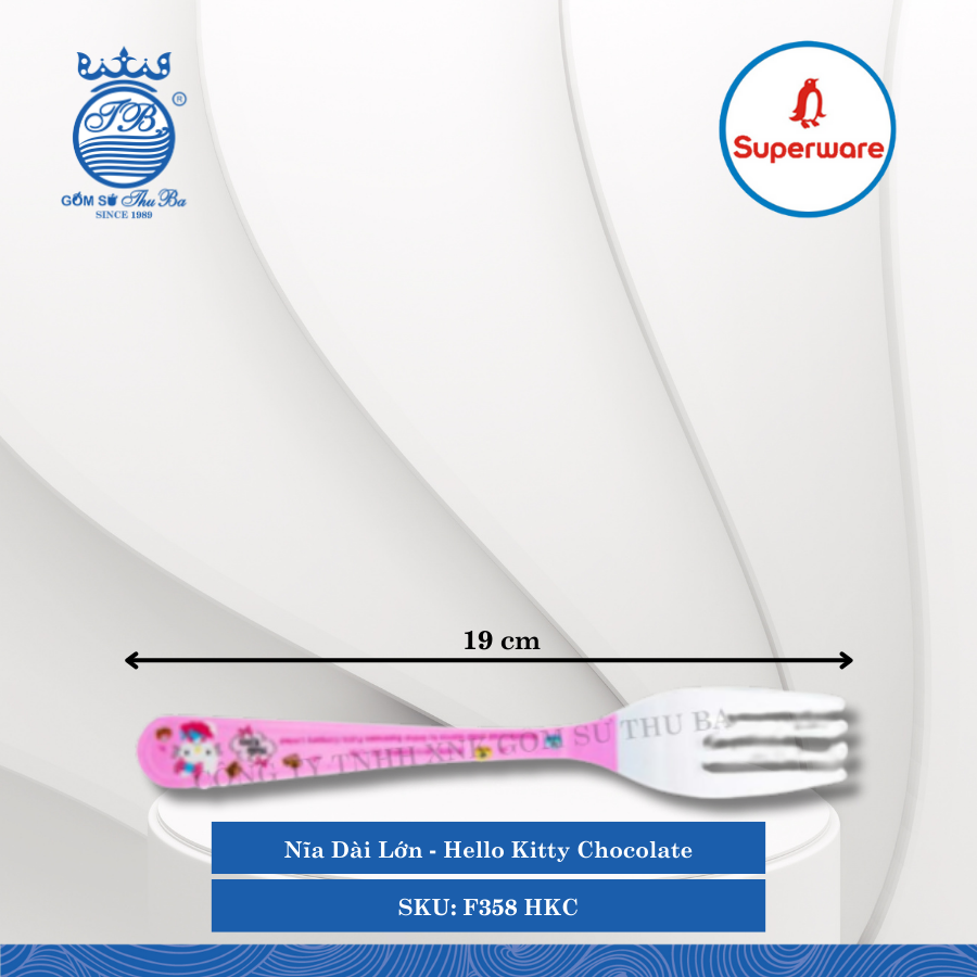 Nĩa Dài Hello Kitty Chocolate (Nhiêu Loại) Superware Nhựa