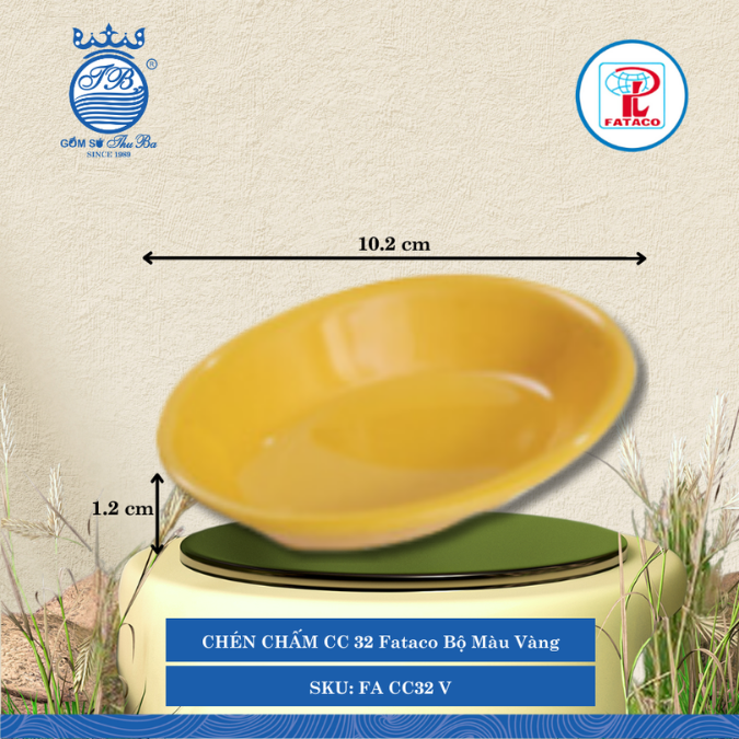 CHÉN CHẤM CC 32 Fataco Bộ Màu Vàng Dài: 10.2cm Rộng: 7.8cm Cao: 1.2cm Nhựa FA CC32 V