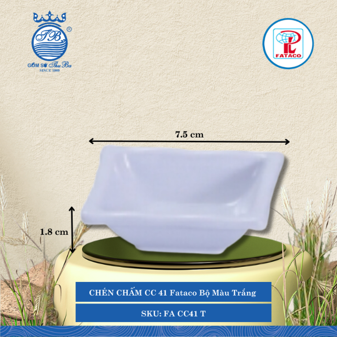 CHÉN CHẤM CC 41 Fataco Bộ Màu Trắng Dài: 7.5cm Rộng: 6.7cm Cao: 1.8cm Nhựa FA CC41 T