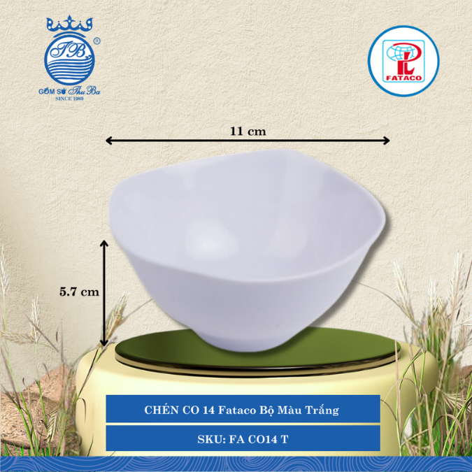 CHÉN CO 14 Fataco Bộ Màu Trắng Dài: 11cm Rộng: 11cm Cao: 5.7cm Nhựa FA CO14 T