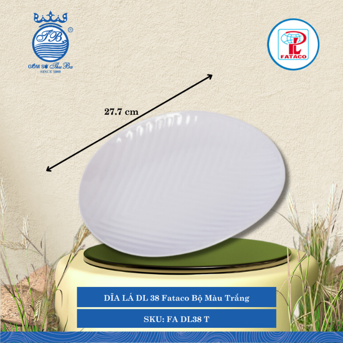 DĨA LÁ DL 38 Fataco Bộ Màu Trắng Dài: 27.7cm Rộng: 22cm Cao: 4.2cm Nhựa FA DL38 T
