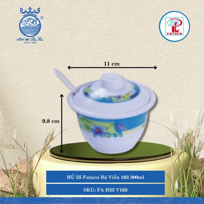 HỦ 55 Fataco Bộ Viền 163 Ø: 11cm 300ml Cao: 9.8cm Nhựa FA H55 V163