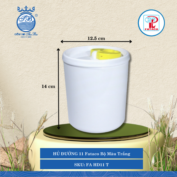HỦ ĐƯỜNG 11 Fataco Bộ Màu Trắng Ø: 12.5cm Cao: 14cm Nhựa FA HD11 T