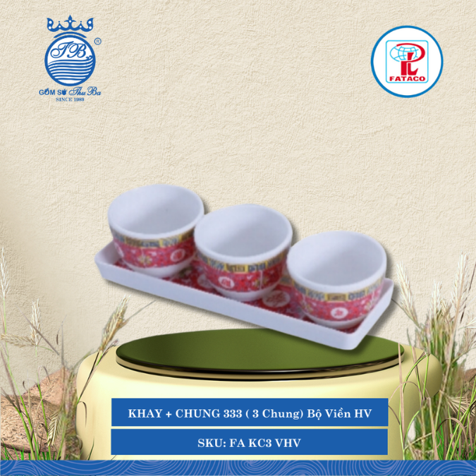Bộ Khay + Chung Trà Fataco Bộ Viền HV (Nhiều Size) Nhựa