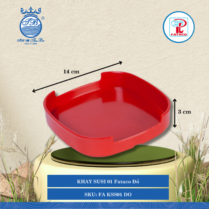 KHAY SUSI 01 Fataco Đỏ Dài: 14cm Rộng: 14cm Cao: 3cm Nhựa FA KSS01 DO