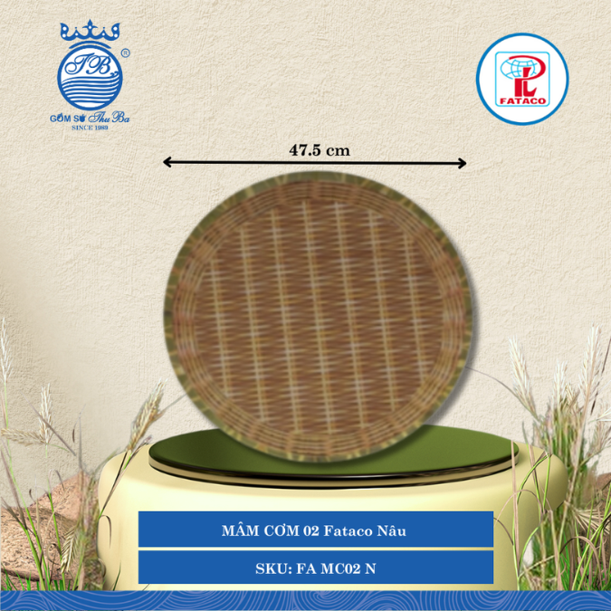MÂM CƠM 02 Fataco Nâu Ø: 47.5cm Cao: 2cm Nhựa FA MC02 N