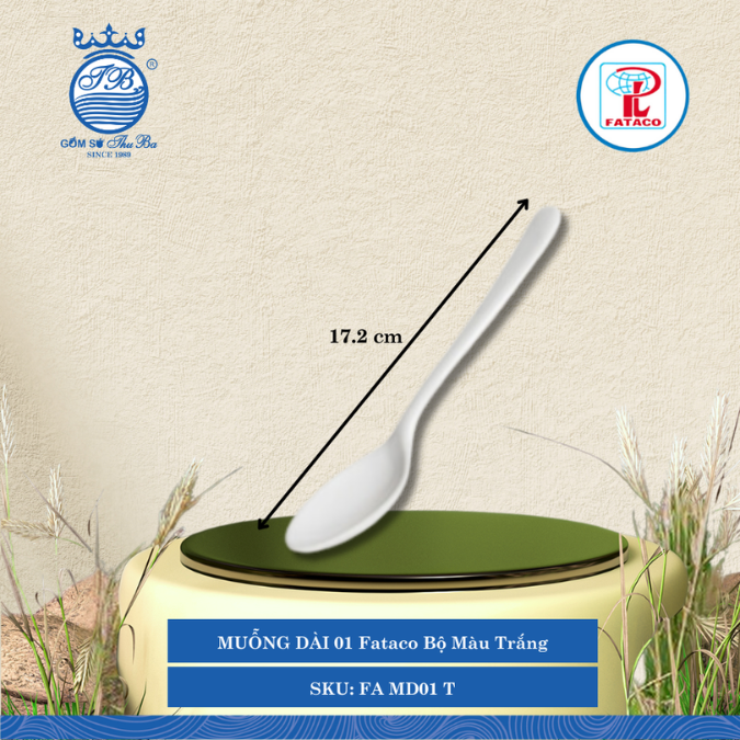 MUỖNG DÀI 01 Fataco Bộ Màu Trắng Dài: 17.2cm Rộng: 4cm Nhựa FA MD01 T