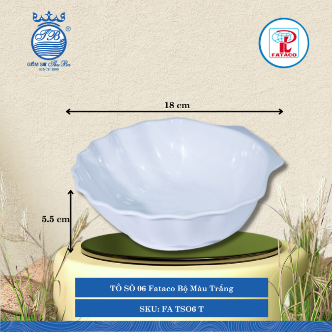 TÔ SÒ 06 Fataco Bộ Màu Trắng Ø: 18cm Cao: 5.5cm Nhựa FA TSO6 T