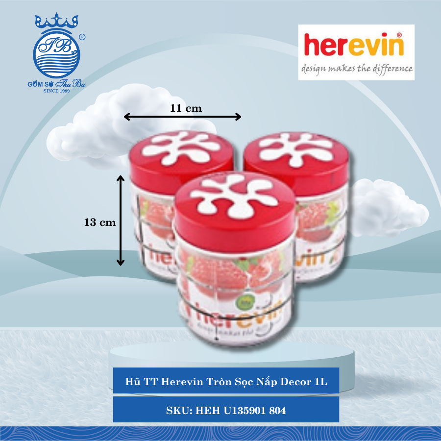 Hủ Tròn Sọc Nắp Decor (Giao Màu Ngẫu Nhiên) Herevin Thủy Tinh