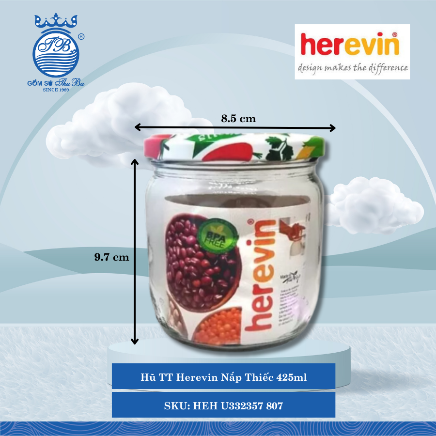 Hủ Nắp Thiếc (Nhiều Size) Herevin Thủy Tinh