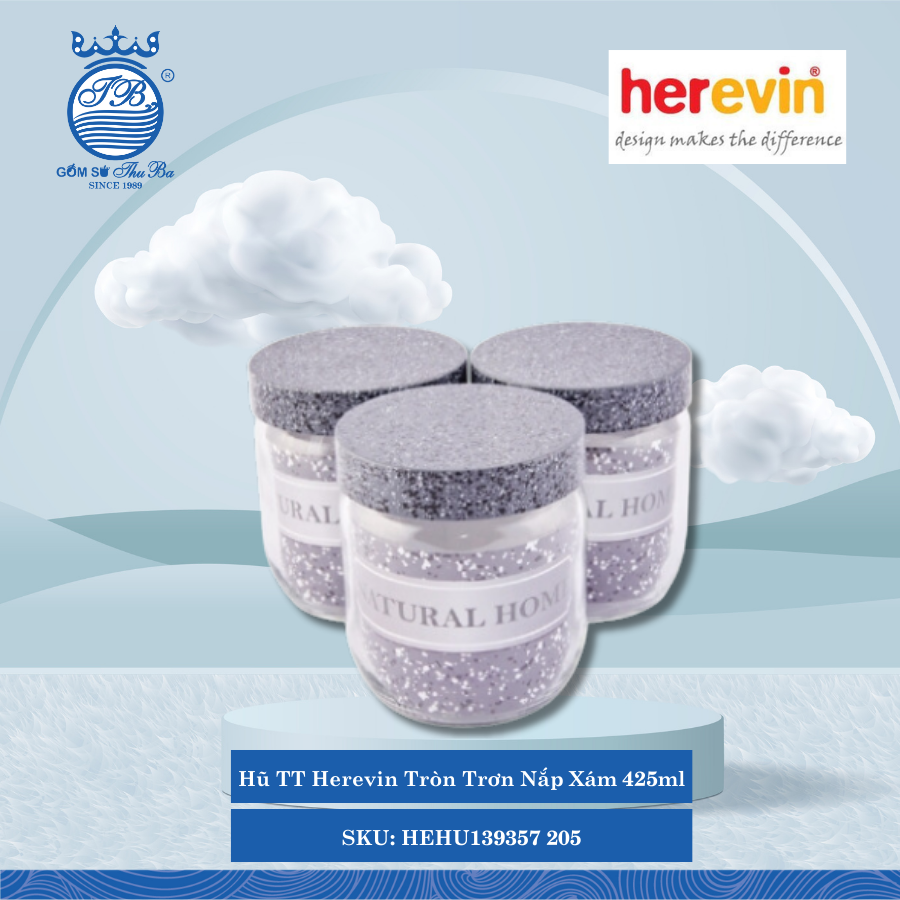 Hũ TT Herevin Tròn Trơn Nắp Xám 425ml 425ml 24 Cái/Thùng HEHU139357 205