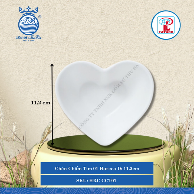 Chén Chấm Tim 01 Horeca Dài: 11.2cm Rộng: 9.7cm Cao: 4.5cm Fataco Nhựa HRC CCT01
