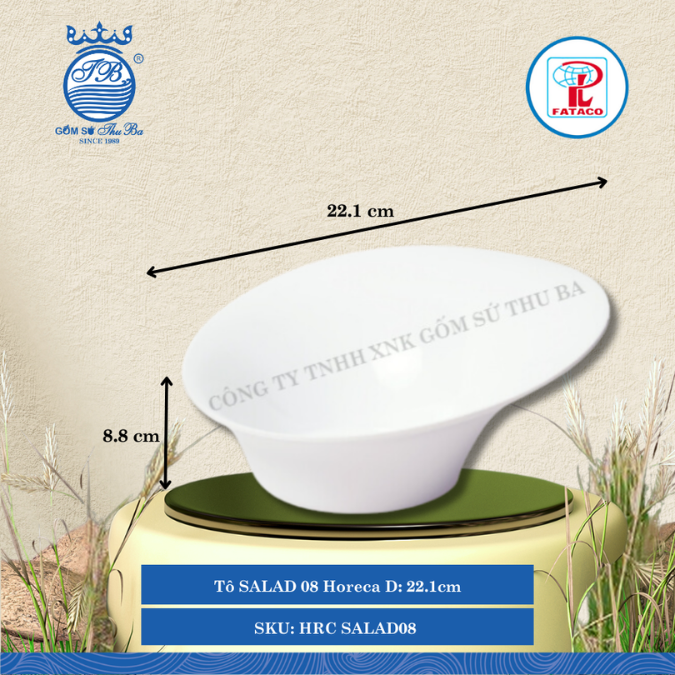 Tô SALAD 08 Horeca Dài: 22.1cm Rộng: 19.9cm Cao: 8.8cm Fataco Nhựa HRC SALAD08