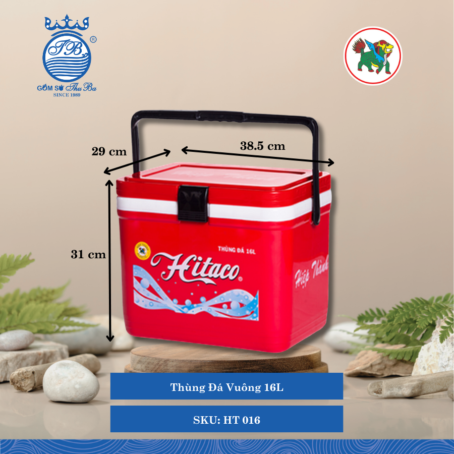 Thùng Đá Vuông 16L 16,000ml Dài: 38.5cm Rộng: 29cm Cao: 31cm Hiệp Thành Nhựa HT 016 (Giao Màu Ngẫu Nhiên)