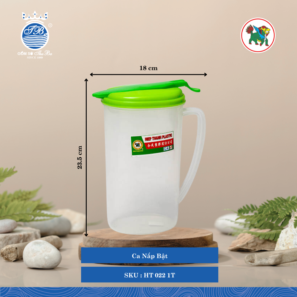 Ca Nắp Bật Dài: 18cm Rộng: 10cm Cao: 23.5cm Hiệp Thành Nhựa HT 022 1T (Giao Màu Ngẫu Nhiên)