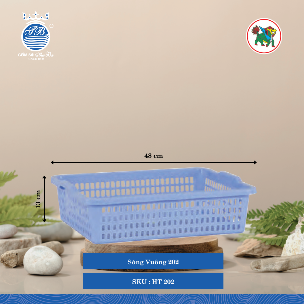 Sóng Vuông 202 Dài: 48cm Rộng: 38cm Cao: 13cm Hiệp Thành Nhựa HT 202