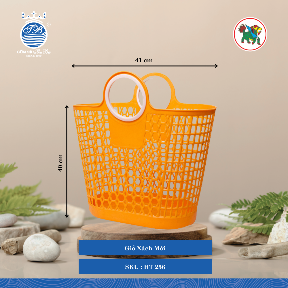 Giỏ Xách Mới Dài: 41cm Rộng: 21cm Cao: 40cm Hiệp Thành Nhựa HT 256 (Giao Màu Ngẫu Nhiên)