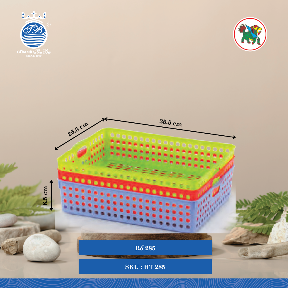Rổ 285 Dài: 35cm Rộng: 25.5cm Cao: 8.5cm Hiệp Thành Nhựa HT 285 (Giao Màu Ngẫu Nhiên)