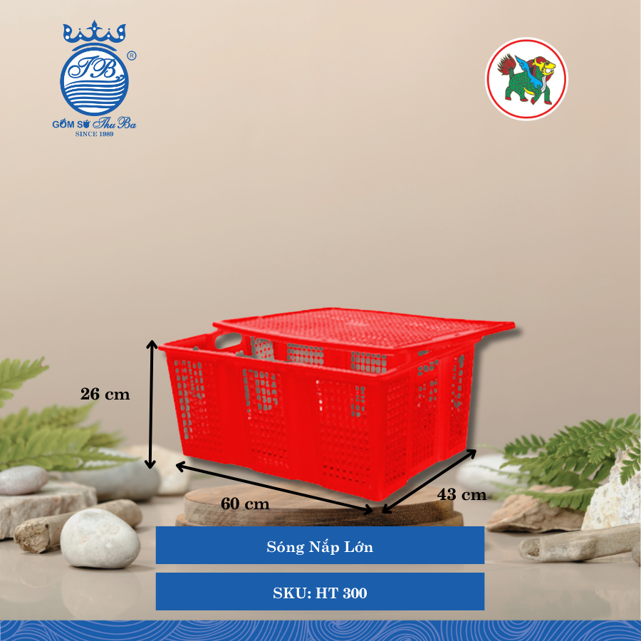 Sóng Nắp Lớn Dài: 60cm Rộng: 43cm Cao: 26cm Hiệp Thành Nhựa HT 300 (Giao Màu Ngẫu Nhiên)