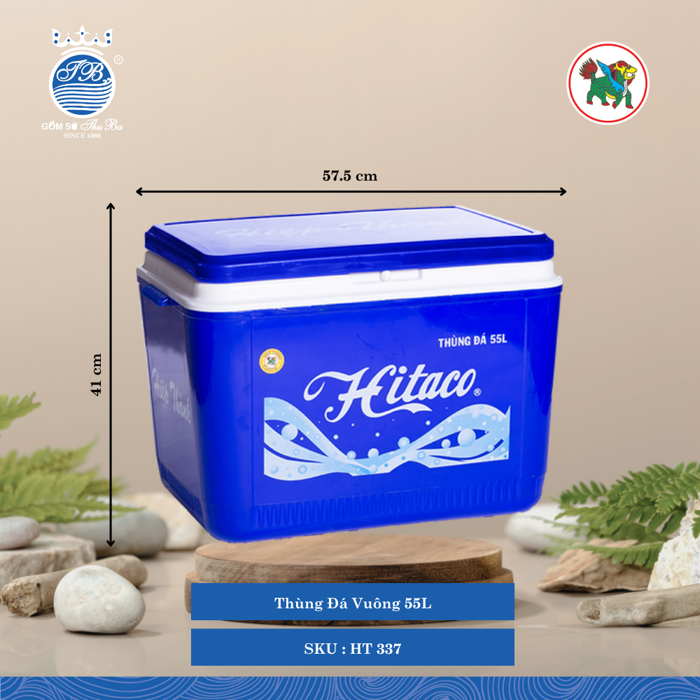 Thùng Đá Vuông 55L 55,000ml Dài: 57.5cm Rộng: 39.5cm Cao: 41cm Hiệp Thành Nhựa HT 337 (Giao Màu Ngẫu Nhiên)