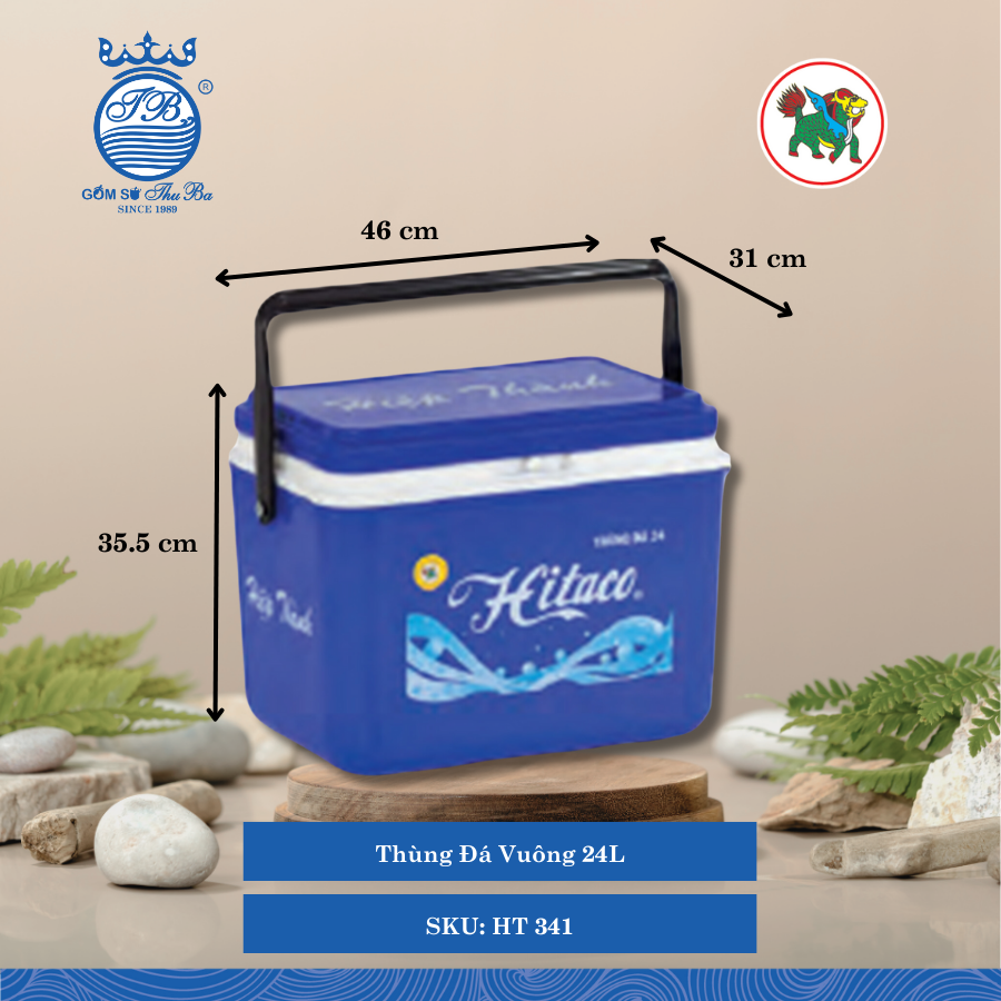 Thùng Đá Vuông 24L 24,000ml Dài: 46cm Rộng: 31cm Cao: 35.5cm Hiệp Thành Nhựa HT 341 (Giao Màu Ngẫu Nhiên)