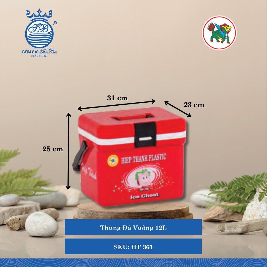 Thùng Đá Vuông 12L 12,000ml Dài: 31cm Rộng: 23cm Cao: 25cm Hiệp Thành Nhựa HT 361 (Giao Màu Ngẫu Nhiên)