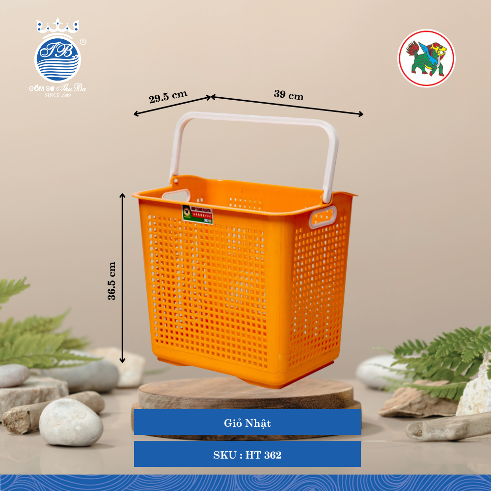Giỏ Nhật Dài: 39cm Rộng: 29.5cm Cao: 36cm Hiệp Thành Nhựa HT 362 (Giao Màu Ngẫu Nhiên)