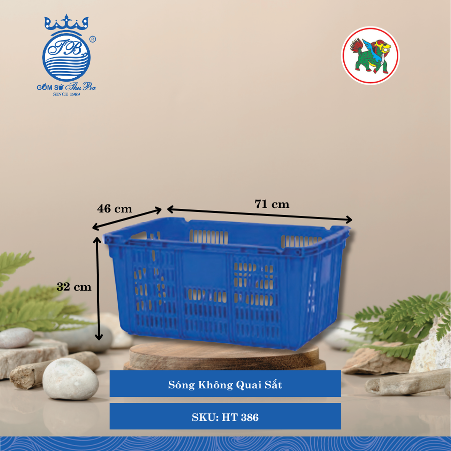 Sóng Không Quai Sắt Dài: 71cm Rộng: 46cm Cao: 32cm Hiệp Thành Nhựa HT 386 (Giao Màu Ngẫu Nhiên)