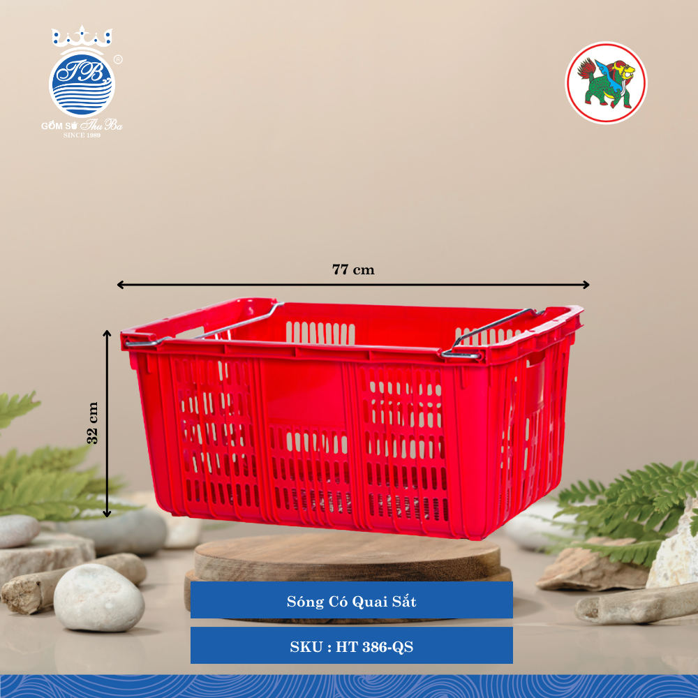 Sóng Có Quai Sắt Dài: 77cm Rộng: 48cm Cao: 32cm Hiệp Thành Nhựa HT 386-QS (Giao Màu Ngẫu Nhiên)