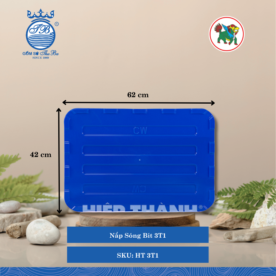 Nắp Sóng Bít 3T1 Dài: 62cm Rộng: 42cm Cao: 2cm Hiệp Thành Nhựa HT 3T1 (Giao Màu Ngẫu Nhiên)