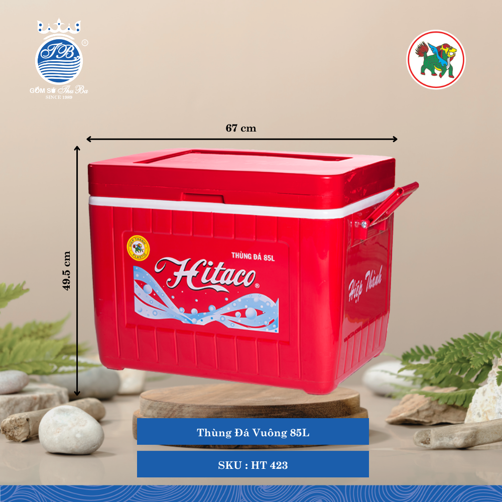 Thùng Đá Vuông 85L 85,000ml Dài: 67cm Rộng: 46cm Cao: 49.5cm Hiệp Thành Nhựa HT 423 (Giao Màu Ngẫu Nhiên)