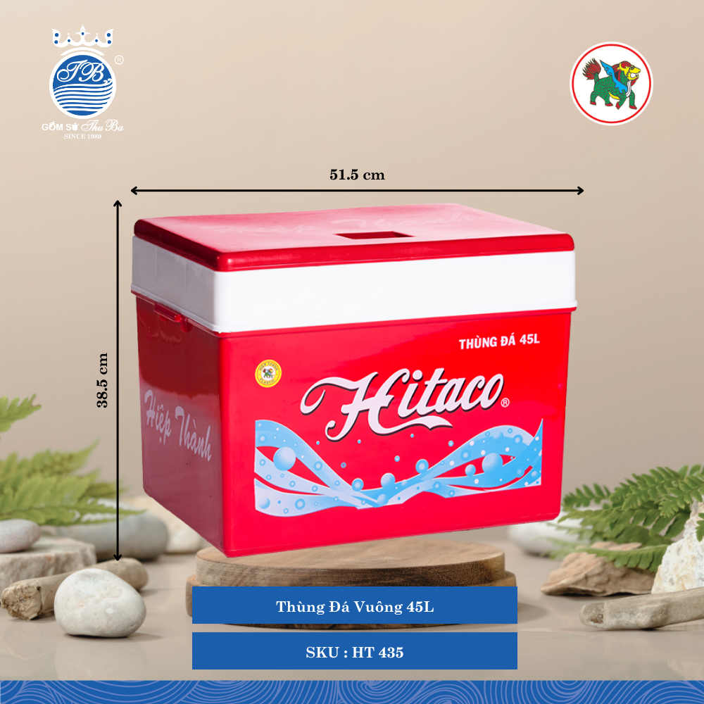 Thùng Đá Vuông 45L 45,000ml Dài: 51.5cm Rộng: 36cm Cao: 38.5cm Hiệp Thành Nhựa HT 435 (Giao Màu Ngẫu Nhiên)