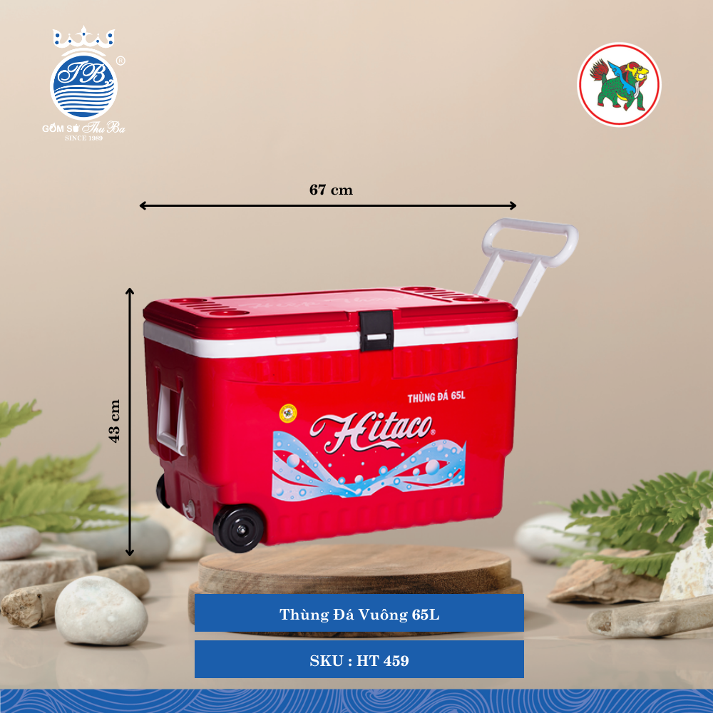 Thùng Đá Vuông 65L 65,000ml Dài: 67cm Rộng: 40cm Cao: 43cm Hiệp Thành Nhựa HT 459 (Giao Màu Ngẫu Nhiên)