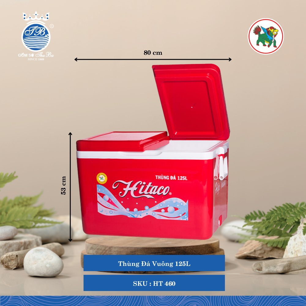 Thùng Đá Vuông 125L 125,000ml Dài: 80cm Rộng: 54.5cm Cao: 53cm Hiệp Thành Nhựa HT 460 (Giao Màu Ngẫu Nhiên)