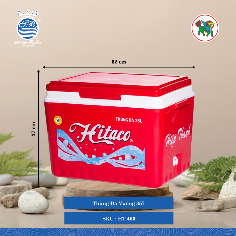 Thùng Đá Vuông 35L 35,000ml Dài: 52cm Rộng: 35.5cm Cao: 37cm Hiệp Thành Nhựa HT 465 (Giao Màu Ngẫu Nhiên)