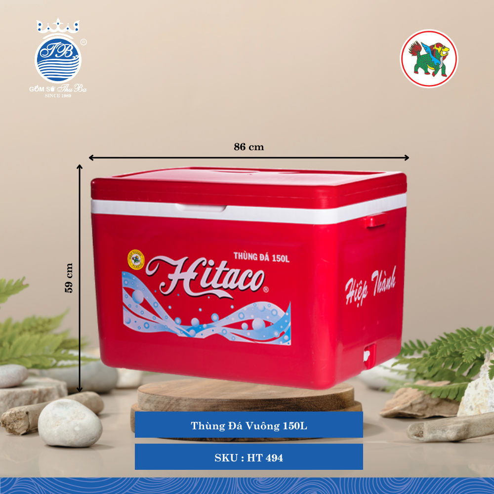 Thùng Đá Vuông 150L 150,000ml Dài: 86cm Rộng: 59cm Cao: 59cm Hiệp Thành Nhựa HT 494 (Giao Màu Ngẫu Nhiên)