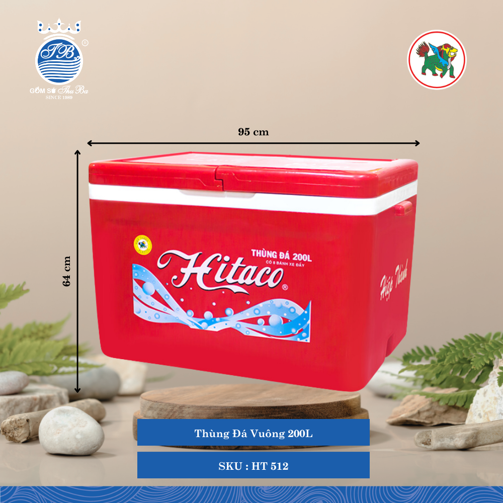 Thùng Đá Vuông 200L 200,000ml Dài: 95cm Rộng: 64cm Cao: 64cm Hiệp Thành Nhựa HT 512 (Giao Màu Ngẫu Nhiên)