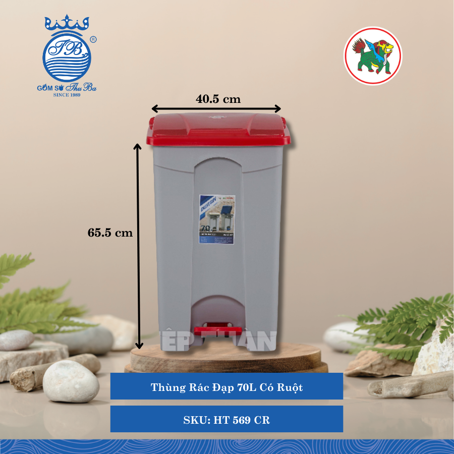 Thùng Rác Đạp 70L (Nhiều Loại, Giao Màu Ngẫu Nhiên) Hiệp Thành Nhựa