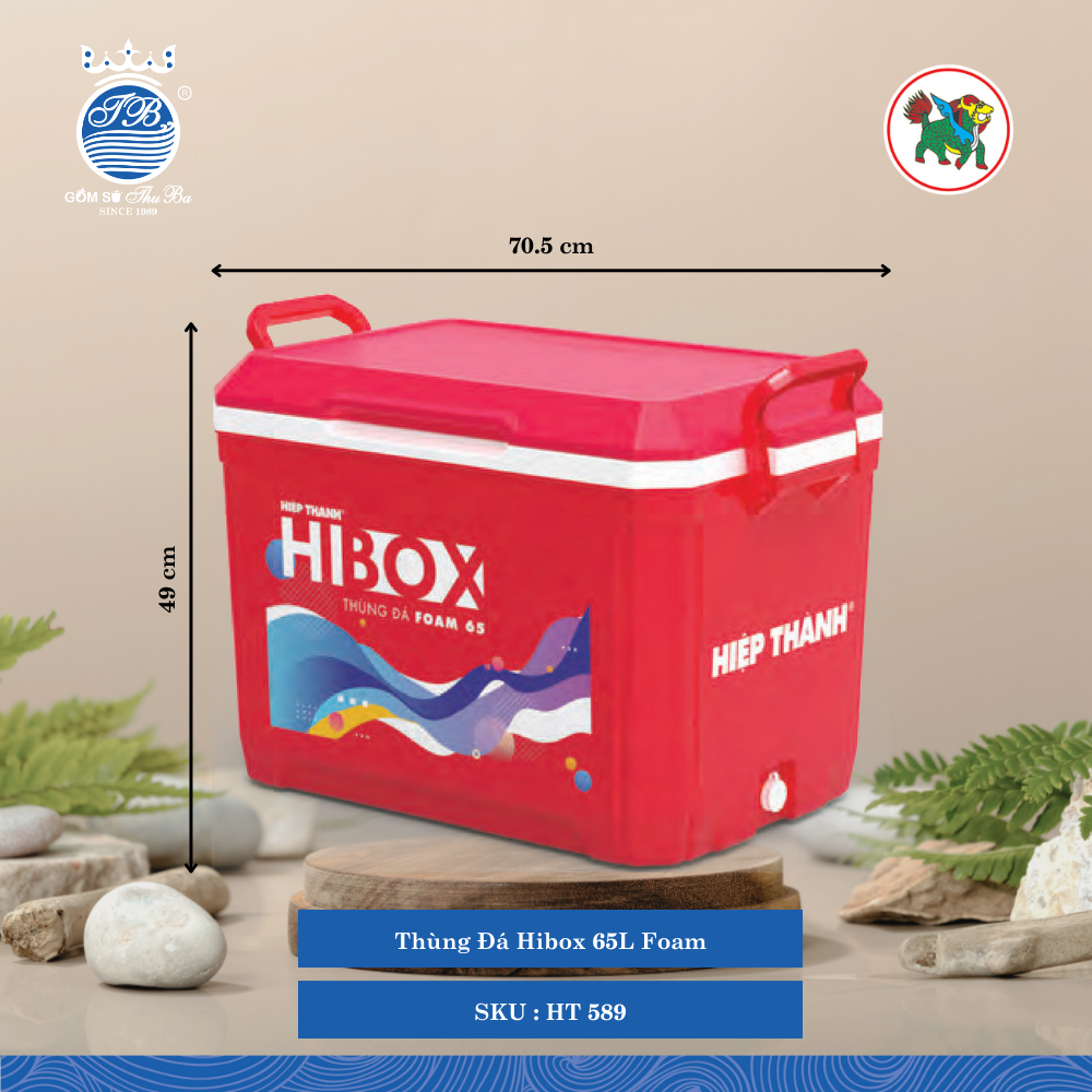 Thùng Đá Hibox 65L Foam 65,000ml Dài: 70.5cm Rộng: 42cm Cao: 49cm Hiệp Thành Nhựa HT 589 (Giao Màu Ngẫu Nhiên)
