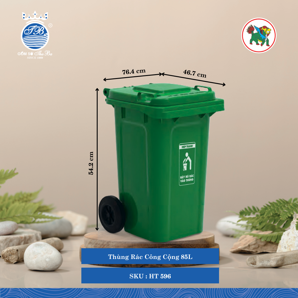 Thùng Rác Công Cộng Nắp Kín (Nhiều Size, Giao Màu Ngẫu Nhiên) Hiệp Thành Nhựa