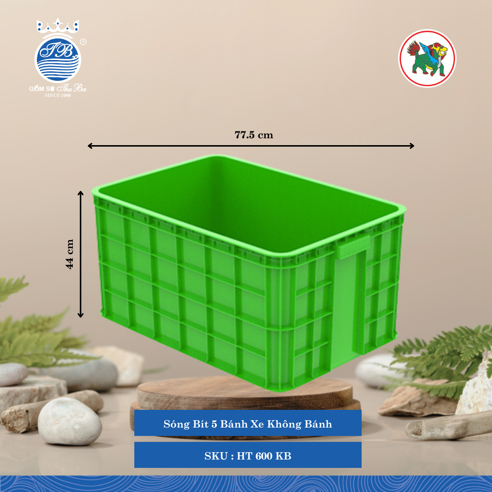 Sóng Bít 5 Bánh Xe Không Bánh Dài: 77.5cm Rộng: 49.5cm Cao: 44cm Hiệp Thành Nhựa HT 600 KB (Giao Màu Ngẫu Nhiên)